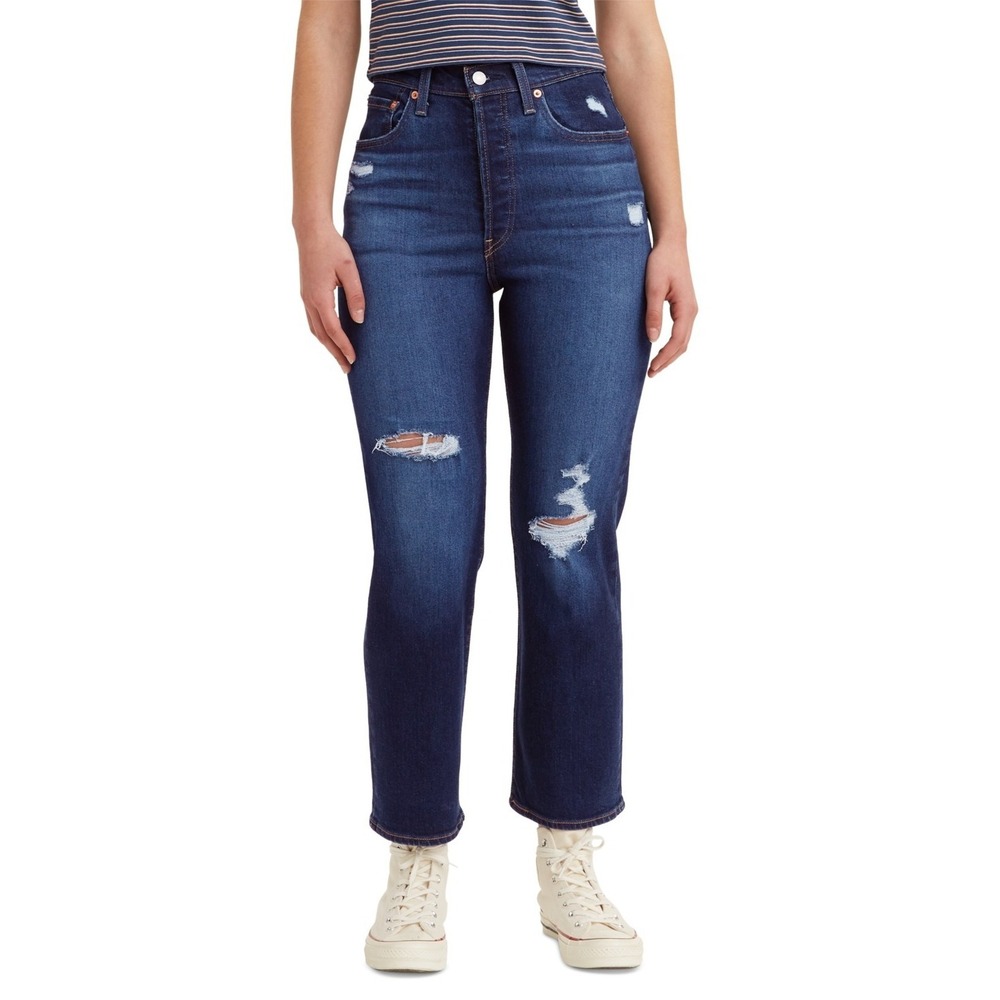NWT Levi's Ribcage Jeans Women's 31 Winter Breakdown‎ Straight Ankle Distressed